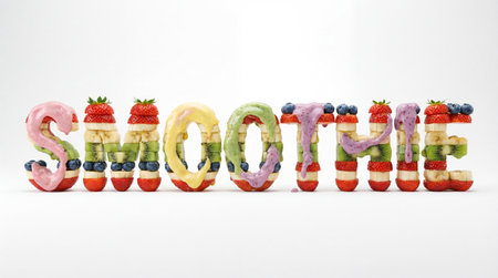 Conceptual image with the word social made of fruits and vegetablesの素材