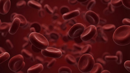a detailed view of red blood cells circulating within a blood vessel, showcasing the vital components of the circulatory system and their functionの素材