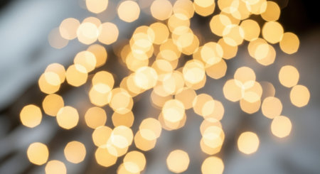 A soft, dreamy background featuring blurred golden lights, creating a bokeh effect. Ideal for adding a touch of warmth and magic to any design.の素材