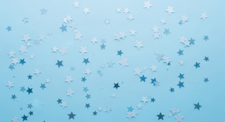 A mesmerizing display of shimmering stars scattered across a serene blue backdrop, creating a dreamy and enchanting atmosphere.の素材