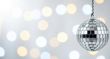 Disco ball on bokeh background. Christmas and New Yearの素材