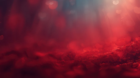 A vibrant abstract image depicting a red nebula with swirling clouds and ethereal light rays, evoking a sense of cosmic wonder.の素材