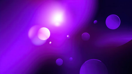 A dark background illuminated by vibrant purple bokeh lights and lens flares, creating a dreamy and ethereal atmosphere.の素材