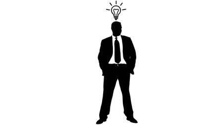businessman with lightbulb on white background, vector illustration.のイラスト素材