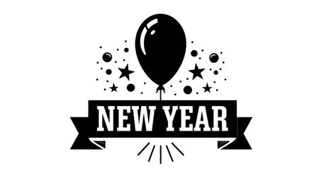 New Year's Eve celebration vector illustration. Black and white design.のイラスト素材