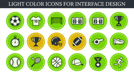 soccer and football icons, green color, vector illustration, eps10のイラスト素材
