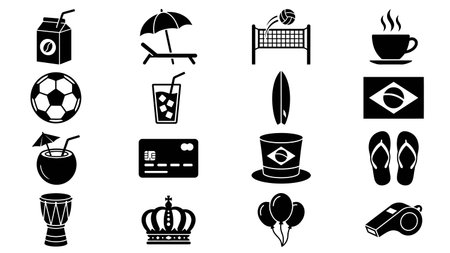 Set of black icons on white background for web design. Vector illustrationのイラスト素材