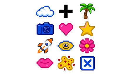 set of pixel art icons for games and applications. vector illustration.のイラスト素材