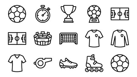 soccer icon set, line design, vector illustration eps10 graphicのイラスト素材