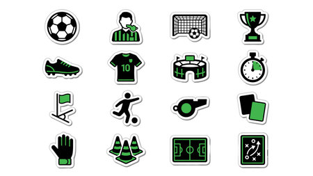 Soccer icons set, soccer vector symbol collection. Soccer icon setのイラスト素材