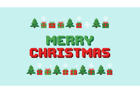 Festive Christmas illustration with trees and presentsのイラスト素材