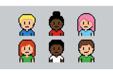 Illustration of six diverse cartoon characters in different colors and hairstyles