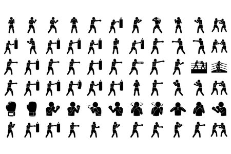 Diverse group of silhouetted figures engaging in different activitiesのイラスト素材