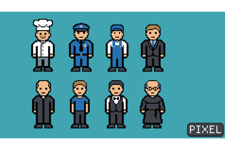 Vector illustration of various professionals and occupations in a gridのイラスト素材