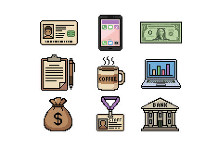 Collection of icons representing finance and business conceptsのイラスト素材
