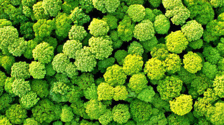 Macro top down view of countless marijuana buds. The vibrant green and yellow hues create a rich, textured background perfect for medicinal or recreational concepts.の素材