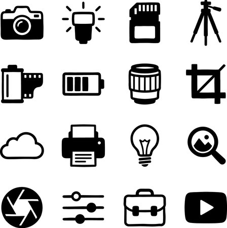 A versatile collection of photography and digital imaging icons, perfect for web design, mobile...