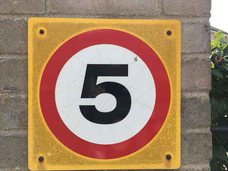 Number 5 Warning Signの写真素材