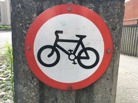 Cyclist Sign With Black Bicycleの写真素材