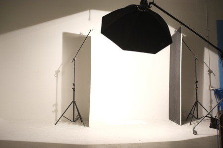 Light lamp set in studioの写真素材