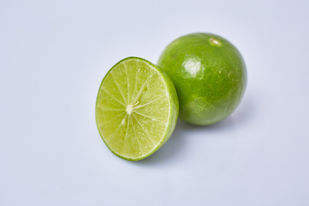 Limes slice on white backgroundの写真素材