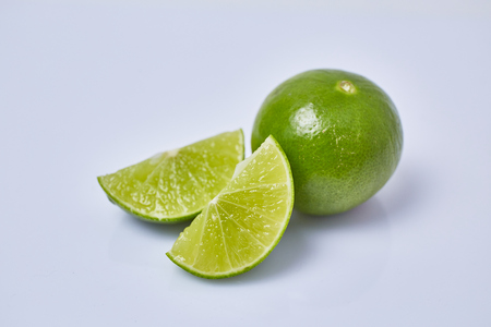 Limes slice on white backgroundの写真素材