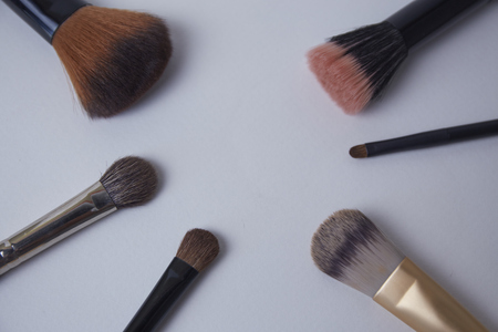 Group of brush set on white backgroundの写真素材