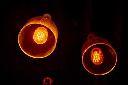 Hanging retro light bulbs