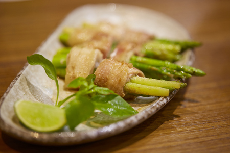 Bacon wrapped asparagus, Selective focus of bacon wrapped asparagus.の写真素材