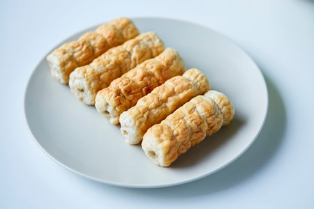 Meat sausage of Vietnamese Meatball Wraps (Nam Neung)の写真素材