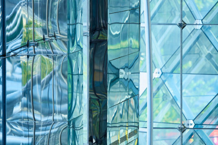 Abstract mirror reflection on architecture geometric form building