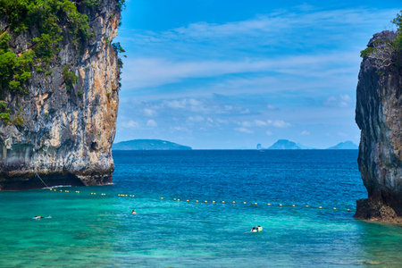 Koh Hong island with vivid beautiful sky. Exotic tropical paradise lagoon, Krabi, Thailand.