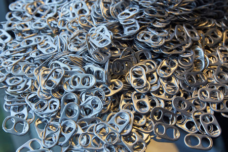 Ring pull aluminum of cans background