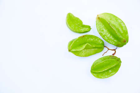 Fresh Star fruit on white backgroundの写真素材