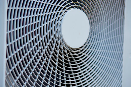 Close-up of air conditioning compressor outdoor unitの写真素材