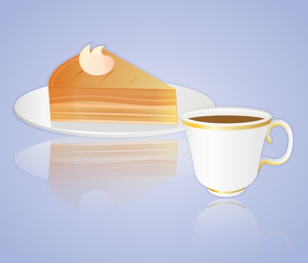 illustration of pie and cup of teaのイラスト素材