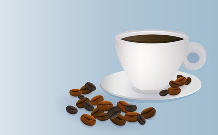 illustration of cup of coffee and coffee beansのイラスト素材