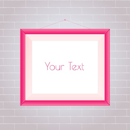 illustration of pink frame on the grey brick wallのイラスト素材