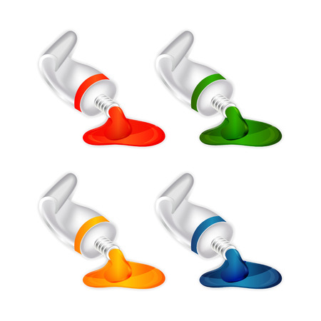 Vector set of paint tubes and blotsのイラスト素材