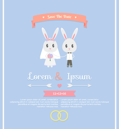 cute wedding invitation card - vector illustrationのイラスト素材
