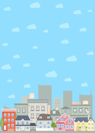 vector illustration of cityscape background in flat style designのイラスト素材