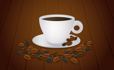 illustration of cup of coffee and coffee beansのイラスト素材