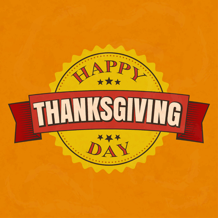 retro badge happy thanksgiving day, vector illustrationのイラスト素材
