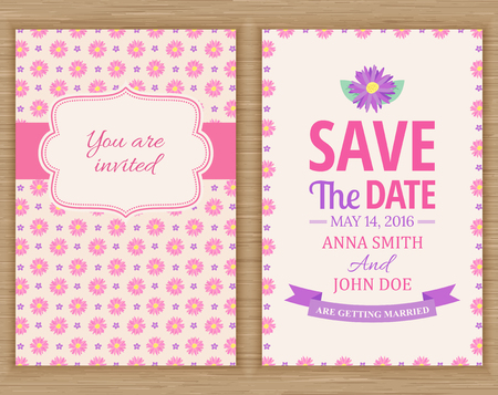 cute wedding invitation card , vector illustrationのイラスト素材