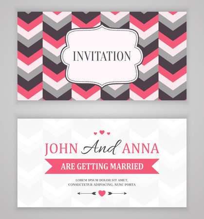 wedding invitation card back and front, vector illustrationのイラスト素材