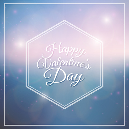 Happy Valentines card. Romantic card on soft blue background. Vector illustrationのイラスト素材