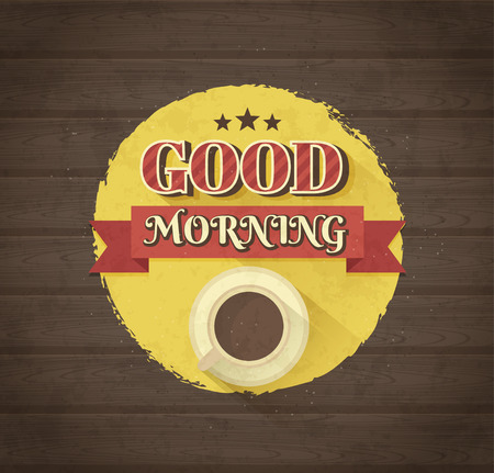 Good morning typographic design. Vintage vector illustration.のイラスト素材