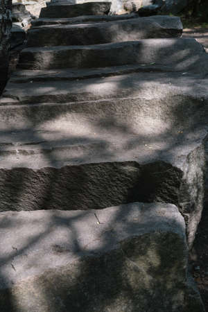natural staircase made of large grey stonesの写真素材