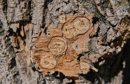smooth cutting of branches on a brown tree