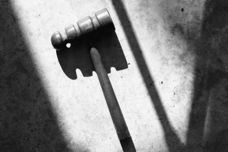 Greyscale Wooden Hammerの写真素材